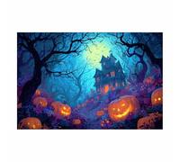 WUFIEA impressions de posters d'Halloween Décoration murale Dark Academia Citrouille de la maison des forêts pour décorer les salons, les bibliothèques,chambres(bleu161)-20x30cm Sans cadre