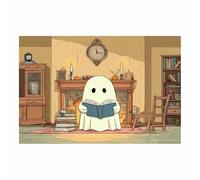 WUFIEA impressions de posters d'Halloween Décoration murale Dark Academia Lectures de fantômes pour décorer les salons, les bibliothèques,chambres(blanc38)-20x30cm Sans cadre