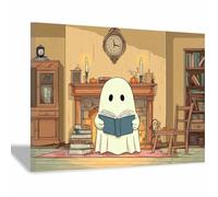 WUFIEA impressions de posters d'Halloween Décoration murale Dark Academia Lectures de fantômes pour décorer les salons, les bibliothèques,chambres(blanc38)-20x30cm Encadrée