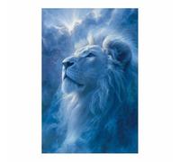 WUFIEA Moderne Impression sur Toile Portrait Lion Image Tableau Lion caché dans les nuages Moderne Salon Chambre Décoration Intérieure(bleu228)-60x80cm Sans cadre