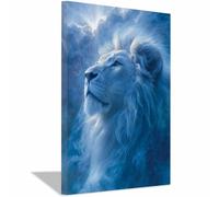 WUFIEA Moderne Impression sur Toile Portrait Lion Image Tableau Lion caché dans les nuages Moderne Salon Chambre Décoration Intérieure(bleu228)-60x90cm Encadrée