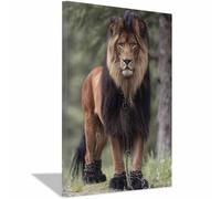 WUFIEA Modernes Motifs Lion Tableaux Muraux Lion enchaîné pour la maison, le salon, la chambre à coucher, la décoration(marron262)-60x90cm Encadrée