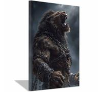 WUFIEA Modernes Motifs Lion Tableaux Muraux Lion enchaîné pour la maison, le salon, la chambre à coucher, la décoration(noir259)-60x80cm Encadrée