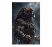 WUFIEA Modernes Motifs Lion Tableaux Muraux Lion enchaîné pour la maison, le salon, la chambre à coucher, la décoration(noir259)-70x100cm Sans cadre