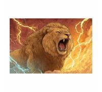 WUFIEA Modernes Motifs Lion Tableaux Muraux Lion rugissant avec le tonnerre pour la maison, le salon, la chambre à coucher, la décoration(rouge112)-40x60cm Sans cadre