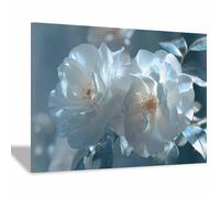 WUFIEA Murale Botanique pour Salle de Bain Blanc rose Mural en Toile de Fleur pour Salon Chambre(blanche)-40x60cm Encadrée