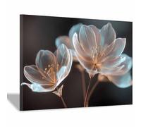 WUFIEA Murale Botanique pour Salle de Bain Comprendre à travers Mural en Toile de Fleur pour Salon Chambre(Couleur champagne couleur)-20x30cm Encadrée