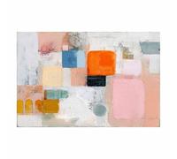 WUFIEA Peinture abstraite sur toile Art mural moderne Carrés colorés pour salon, chambre (Beige105-40x60cm sans cadre