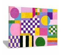 WUFIEA Peinture abstraite sur toile Art mural moderne Couleur géométrique pour salon chambre Rose 36-40 x 60 cm Encadré