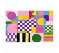 WUFIEA Peinture abstraite sur toile Art mural moderne Couleur géométrique pour salon chambre Rose 36-60 x 90 cm sans cadre