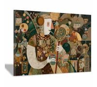 WUFIEA Peinture abstraite sur toile Art mural moderne Figurine décorée pour salon, chambre à coucher Marron 33-60 x 80 cm Encadré