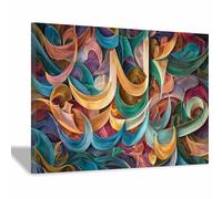 WUFIEA Peinture abstraite sur toile Art mural moderne parchemin de soie coloré pour salon, chambre (Multicolor03-60x80cm Encadré