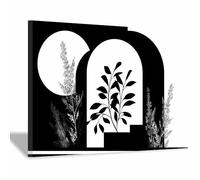 WUFIEA Peinture abstraite sur toile Art mural moderne Peinture d'ombre végétale pour salon, chambre (Blanc 114-60 x 90 cm Encadré