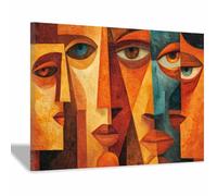 WUFIEA Peinture abstraite sur toile Art Mural Moderne Peinture Visage pour Salon Chambre (Couleur Gingembre 18-60x90cm Encadré