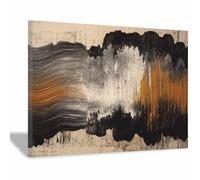 WUFIEA Peinture Abstraite sur Toile Art Mural Moderne Vagues Dorées Grises pour Salon Chambre (Color Camello117-70x100cm Encadré