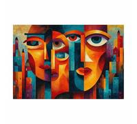 WUFIEA Peinture abstraite sur toile Art mural moderne Villes aux multiples facettes pour salon, chambre (Multicolore 75-40 x 60 cm sans cadre