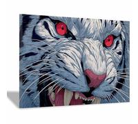 WUFIEA Peinture sur toile représentant des animaux tigre affiches et impressions HD Tigres aux yeux en colère décoration murale pour salon(Orange)-20x30cm Encadrée