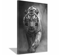 WUFIEA Peinture sur toile représentant des animaux tigre affiches et impressions HD Tigres de brume décoration murale pour salon(Noir)-60x90cm Encadrée