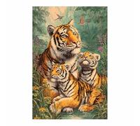 WUFIEA Peinture sur toile représentant des animaux tigre affiches et impressions HD Tigres de la jungle décoration murale pour salon(Blanc)-60x90cm Sans cadre