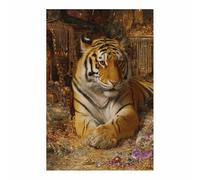WUFIEA Peinture sur toile représentant des animaux tigre affiches et impressions HD Tigres or cachés décoration murale pour salon(Orange)-20x30cm Sans cadre