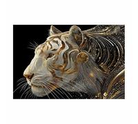 WUFIEA Peinture sur toile représentant des animaux tigre affiches et impressions HD Tigres ornés d'or décoration murale pour salon(Blanc)-20x30cm Sans cadre