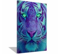 WUFIEA Peinture sur toile représentant des animaux tigre affiches et impressions HD Tigres violets fantômes décoration murale pour salon(Multicolore)-40x60cm Encadrée