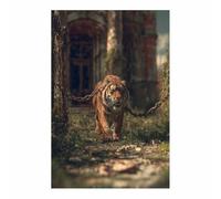 WUFIEA Peinture sur toile représentant un tigre affiches et d'animaux sauvages Tigres à ombre liée art mural moderne, images pour décoration de salon(Orange)-60x90cm Sans cadre