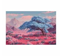 WUFIEA Poster Décoration Paysage Nature Vallée des arbres bleus impression d'art, pour le salon et la chambre la chambre, Couloir de bureau etc.(bleu)-60x90cm Sans cadre