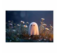 WUFIEA Poster d'horreur classique effrayant - Art mural d'Halloween Esprit debout dans un buisson de fleurs Décoration murale sur toile pour salon, chambre à coucher(blanc192)-70x100cm Sans cadre