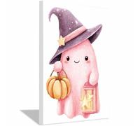 WUFIEA Poster d'horreur classique effrayant - Art mural d'Halloween Esprits tenant un objet Décoration murale sur toile pour salon, chambre à coucher(Gris - Violet clair201)-70x100cm Encadrée