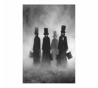 WUFIEA Poster d'horreur classique effrayant - Art mural d'Halloween Homme portant un seau Décoration murale sur toile pour salon, chambre à coucher(Gris270)-60x80cm Sans cadre