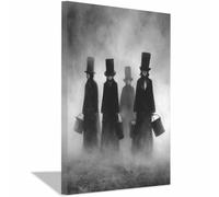 WUFIEA Poster d'horreur classique effrayant - Art mural d'Halloween Homme portant un seau Décoration murale sur toile pour salon, chambre à coucher(Gris270)-60x90cm Encadrée