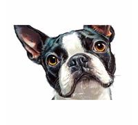 WUFIEA Poster Humoristique Animalier Tableau mural sur toile avec chien drôle Chien aux grands yeux pour salle de bain, moderne pour la maison(Couleur noir et blanc24)-70x100cm Sans cadre