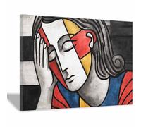 WUFIEA Tableau abstrait sur toile Art mural moderne Bifeng pour salon, chambre (Multicolore 39-40 x 60 cm Encadré