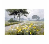 WUFIEA Tableau Paysage Nature Chemins de campagne toile decoration murale, impression d'art Convient pour la chambre, le salon, la salle de bain, etc.(vert)-40x60cm Sans cadre