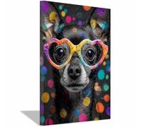WUFIEA Tableau sur toile pour salle Décoration murale Motif chien Chien miroir coloré idéale pour la chambre d'enfant, la maison, le salon(Multicolore160)-60x80cm Encadrée