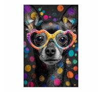 WUFIEA Tableau sur toile pour salle Décoration murale Motif chien Chien miroir coloré idéale pour la chambre d'enfant, la maison, le salon(Multicolore160)-70x100cm Sans cadre
