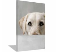 WUFIEA Tableau sur toile pour salle Décoration murale Motif chien Regard vers le haut idéale pour la chambre d'enfant, la maison, le salon(Couleur beige298)-40x60cm Encadrée