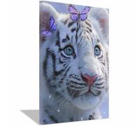 WUFIEA Tableau sur Toile Tigre Murale Art Petit tigre blanc Peinture Imprimée en HD Salon Chambre Bureau(Blanc)-70x100cm Encadrée