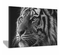 WUFIEA Tableau sur Toile Tigre Murale Art Tigres à l'ombre d'encre Peinture Imprimée en HD Salon Chambre Bureau(Jaune)-60x90cm Encadrée