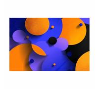 WUFIEA Tableaux abstraits Art abstrait moderne Cercle orange et bleu pour salon, chambre à coucher Décoration moderne pour la maison (Bleu tibétain 89-60x80cm sans cadre