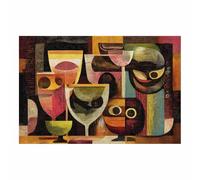 WUFIEA Tableaux abstraits Art abstrait moderne Collection de tasses colorées pour salon chambre décoration moderne pour la maison Marron 101-60 x 80 cm sans cadre