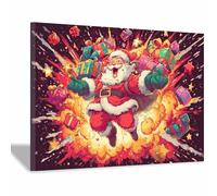 WUFIEA Tableaux de Noël Joie de l'explosion de cadeaux Tableaux sur toile,Décorations de Noël pour la maison,pour les salons,les chambres,les salles de jeux,les dortoirs(Rouge182)-20x30cm Encadrée