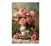 WUFIEA Toile murale à motifs floraux Decoration Murale Fleur Fuschia rose Décoration murale pour chambre à coucher, salle de bain, bureau salon(abricot)-40x60cm Sans cadre