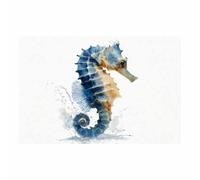 WUFIEA Toile murale à représentant un animal Murale Parfaite Cheval aquarelle Image représentant un animal - Pour salon, chambre à coucher, bureau(bleu145)-60x80cm Sans cadre