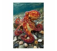 WUFIEA Toile murale à représentant un animal Murale Parfaite Poulpe fleur Image représentant un animal - Pour salon, chambre à coucher, bureau(orange226)-40x60cm Sans cadre