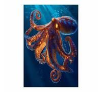 WUFIEA Toile murale à représentant un animal Murale Parfaite Poulpe géant Image représentant un animal - Pour salon, chambre à coucher, bureau(doré211)-40x60cm Sans cadre