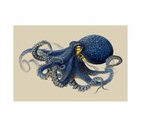 WUFIEA Toile murale à représentant un animal Murale Parfaite Poulpe tacheté de bleu Image représentant un animal - Pour salon, chambre à coucher, bureau(bleu37)-60x80cm Sans cadre