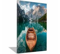 WUFIEA toile murale de paysage impression sur toile Ombre du bateau du lac pour décoration d'intérieur(bleu267)-70x100cm Encadrée