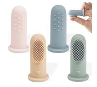 WUFKOP 4 Spazzolini da Dito in Silicone per Bambini, Set di Spazzolini da Dito Morbidi per Igiene Orale e Massaggio Gengivale, Adatti per Neonati e Bambini da 3 Mesi in Poi